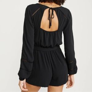 A&F Black Long-Sleeve Open-Back Romper